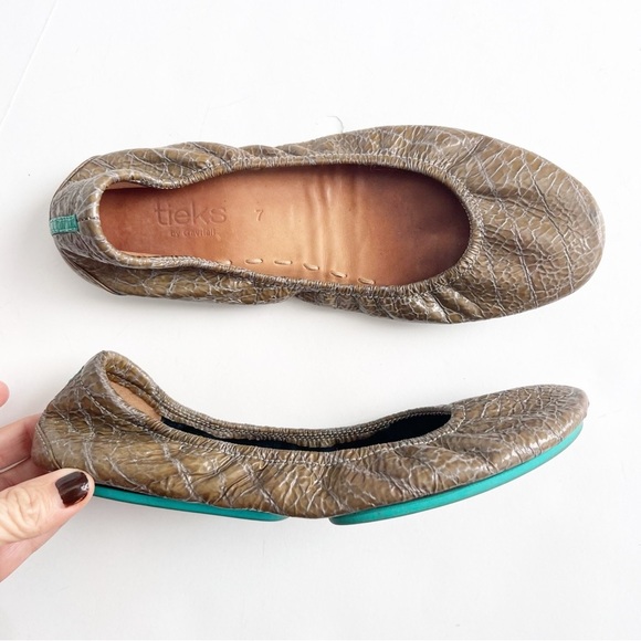 Tieks Ballet Flat Shoes Croc Women’s green - Picture 2 of 5